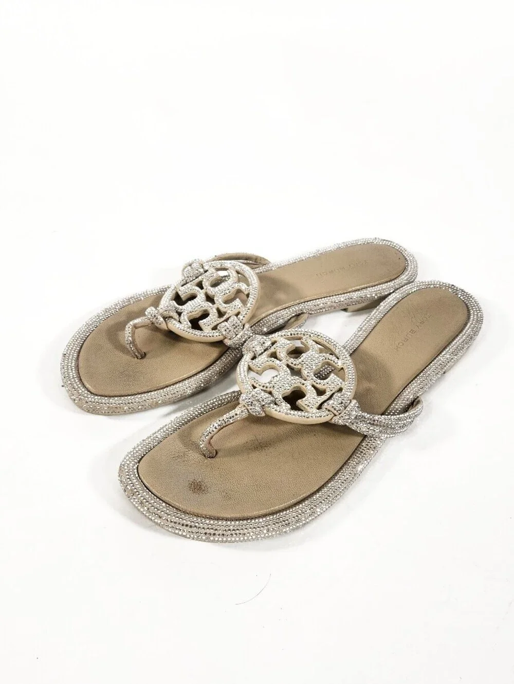 Tory Burch White Rhinestone Sandals Size 9